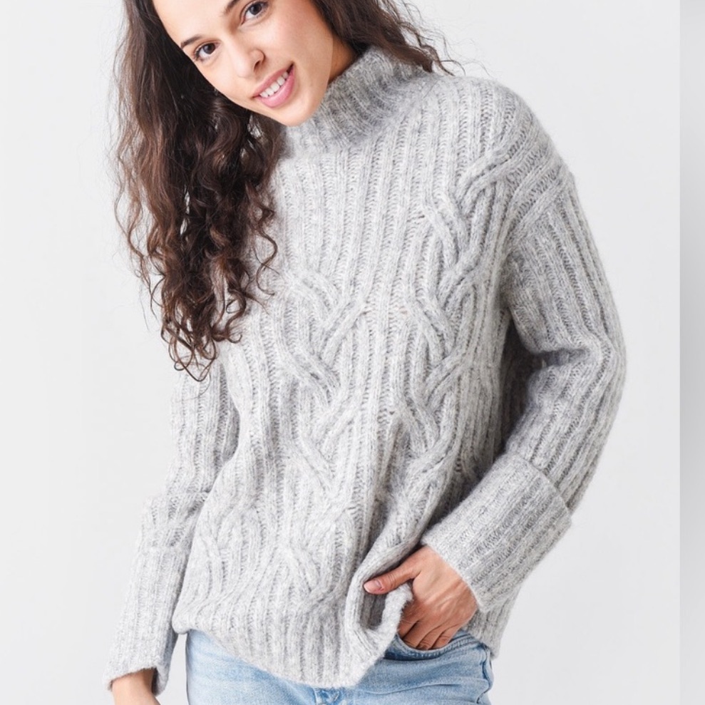 Vince Mirrored Cable Turtleneck Sweater